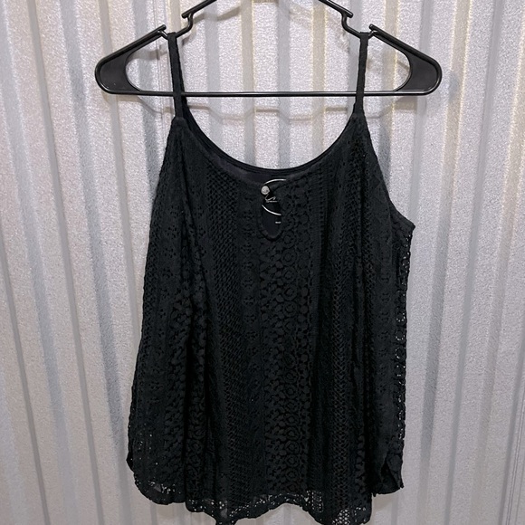INC International Concepts Tops - INC Black Lace Cut out Shoulder Top Size Medium